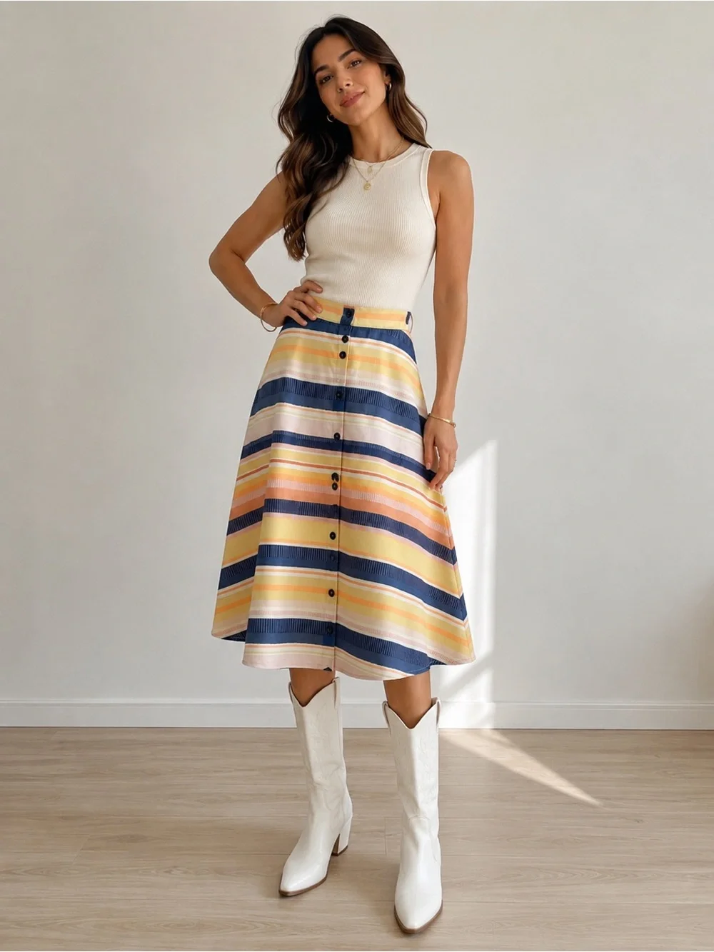 Antropologie Hutch pockets Striped A line Skirt Multi color